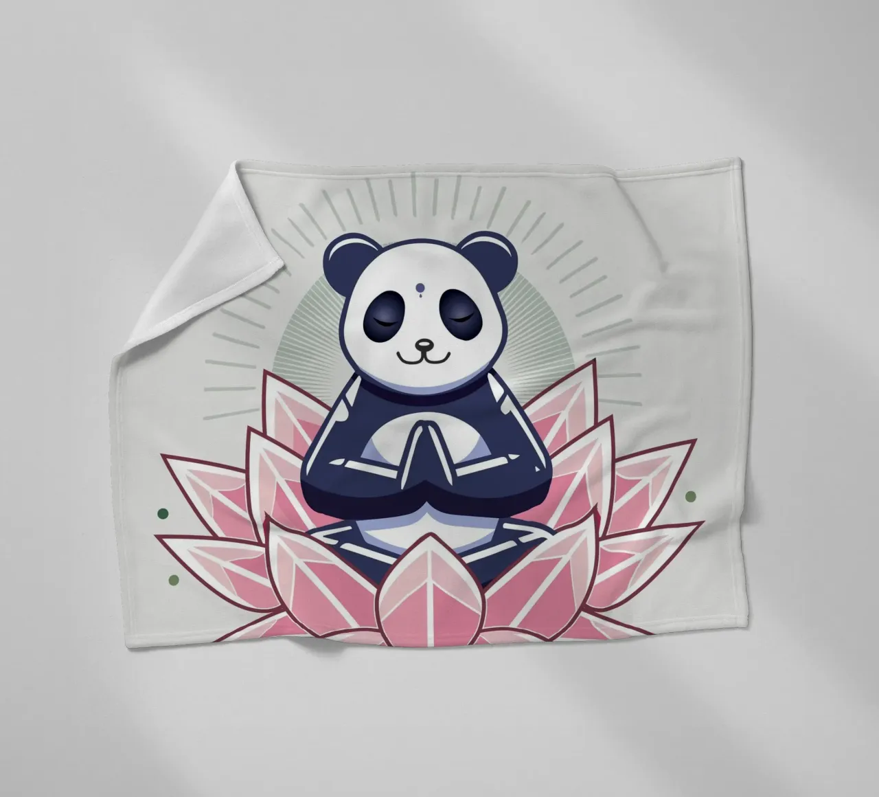 Panda in meditazione su un fiore di loto coperta in pile da namosh