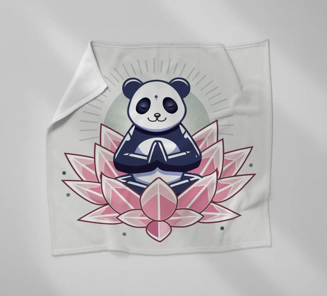 Panda in meditazione su un fiore di loto coperta in pile da namosh