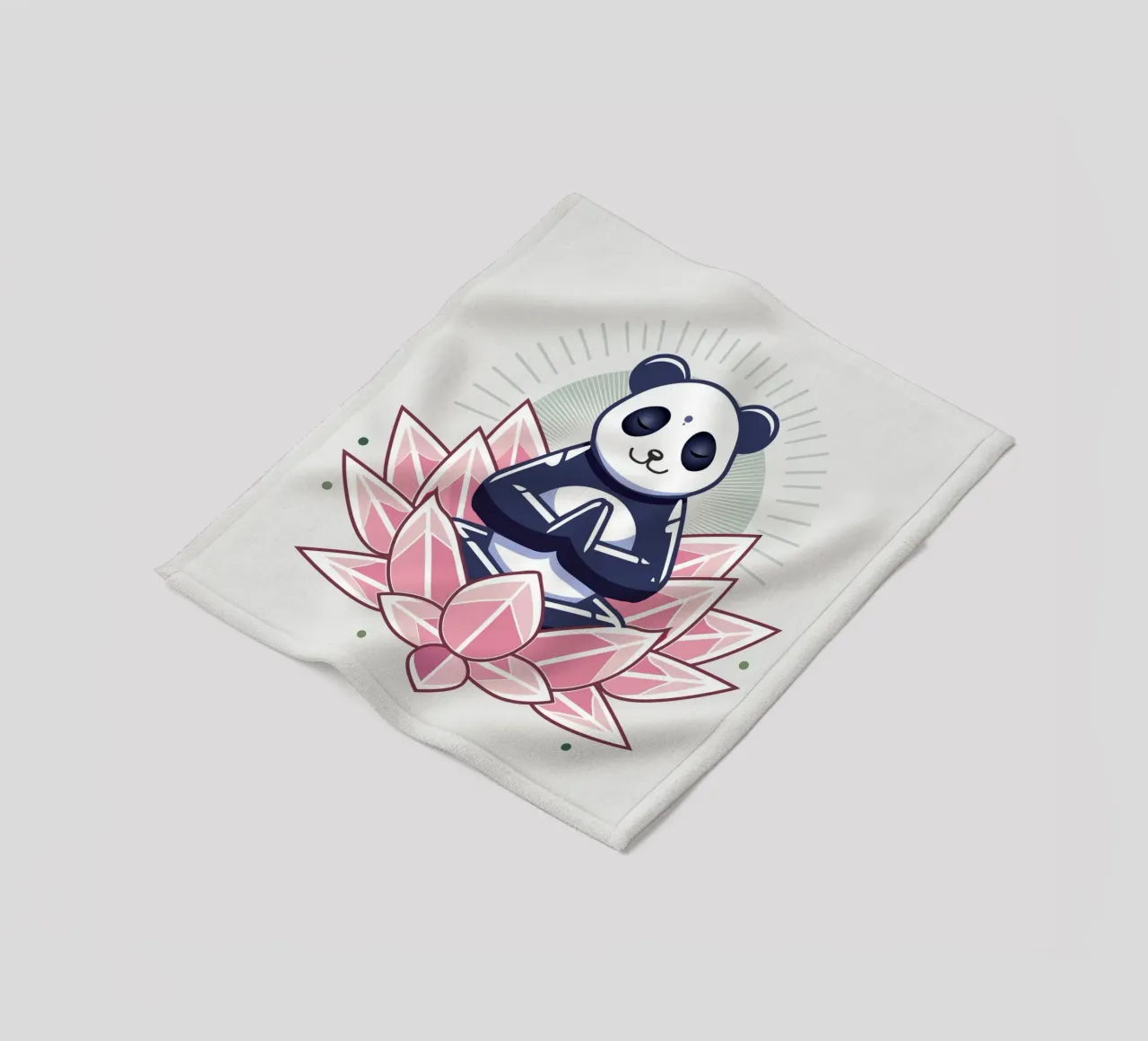 Panda in meditazione su un fiore di loto coperta in pile da namosh