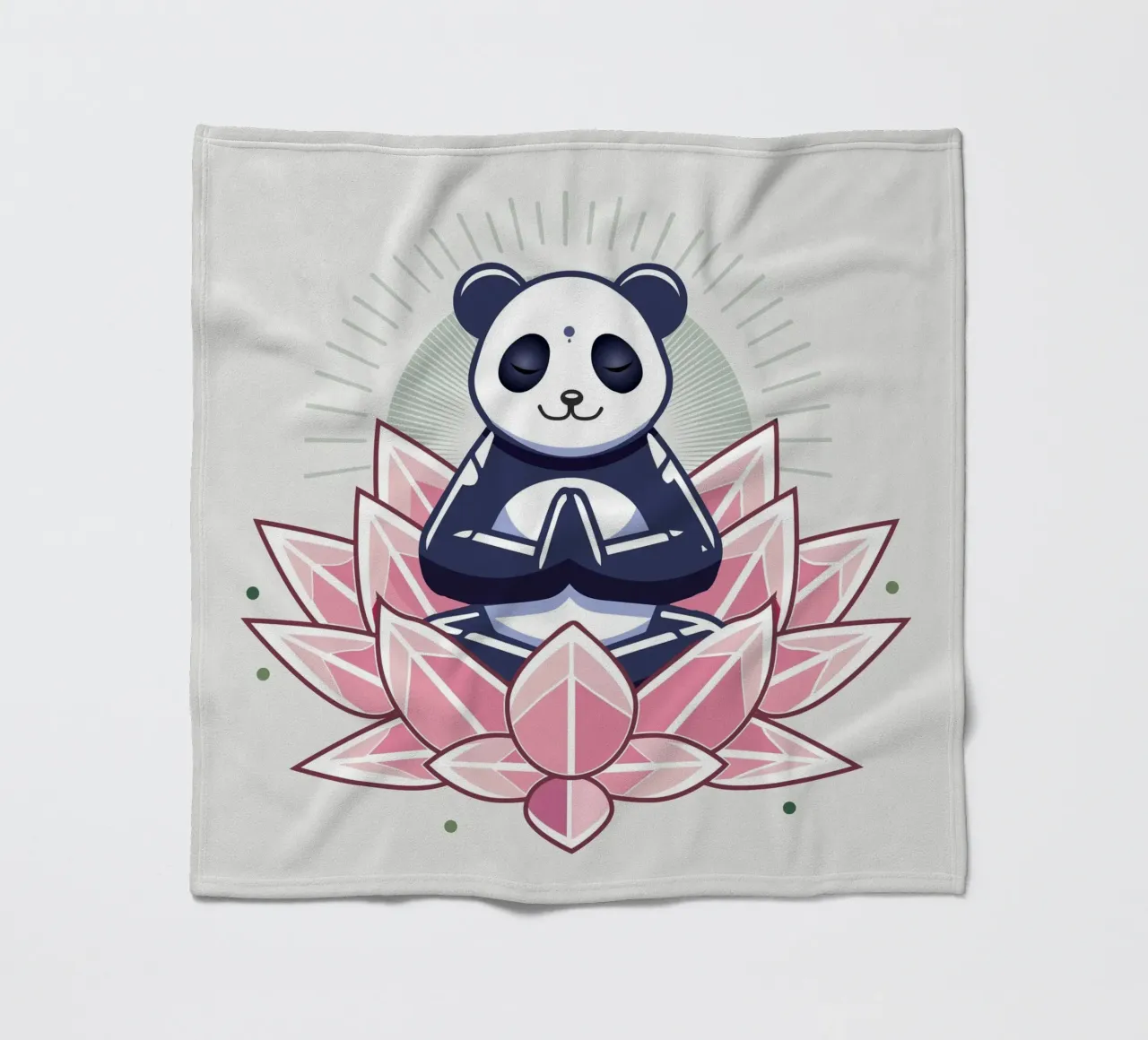 Panda in meditazione su un fiore di loto coperta in pile da namosh