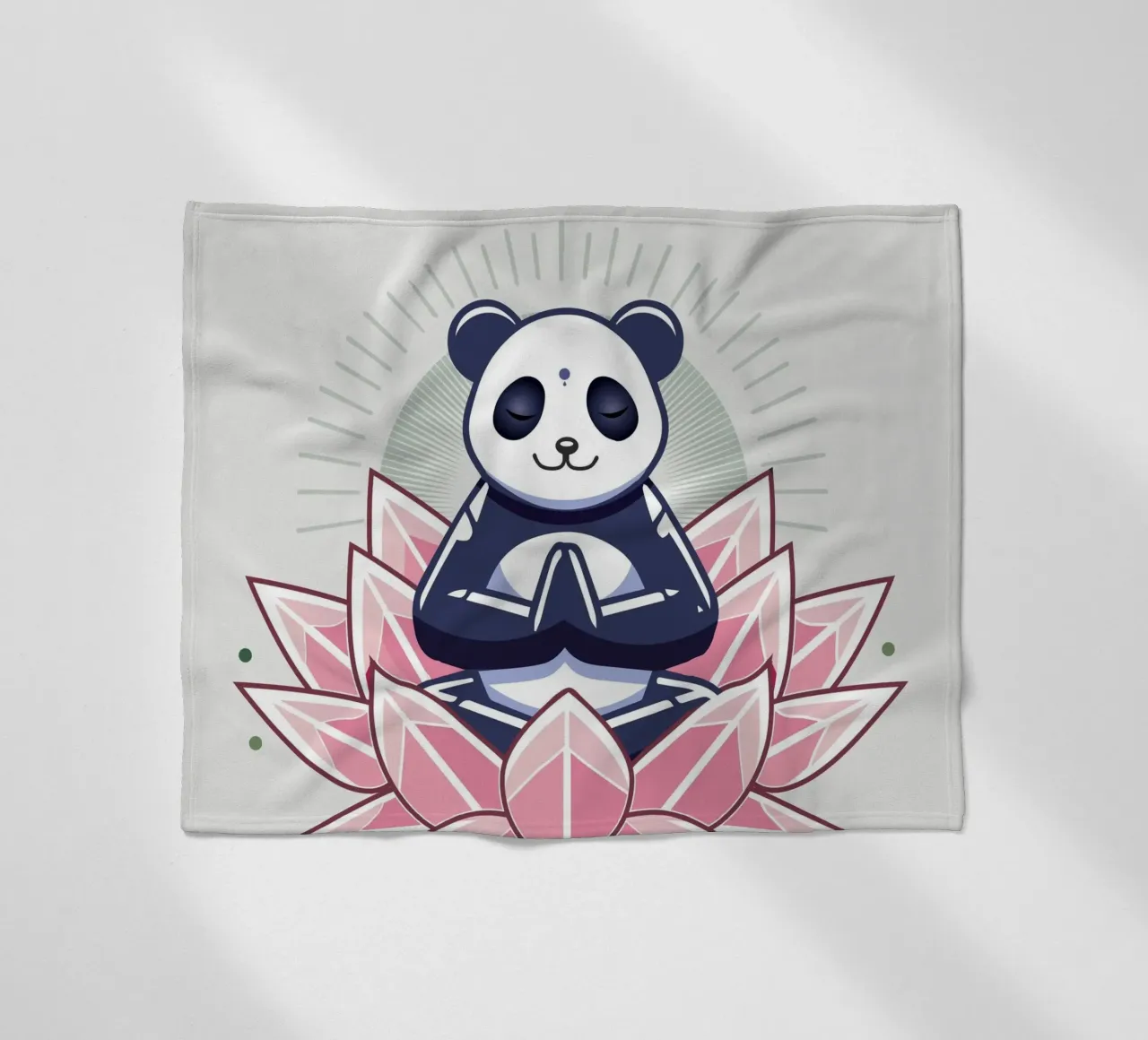Panda in meditazione su un fiore di loto coperta in pile da namosh