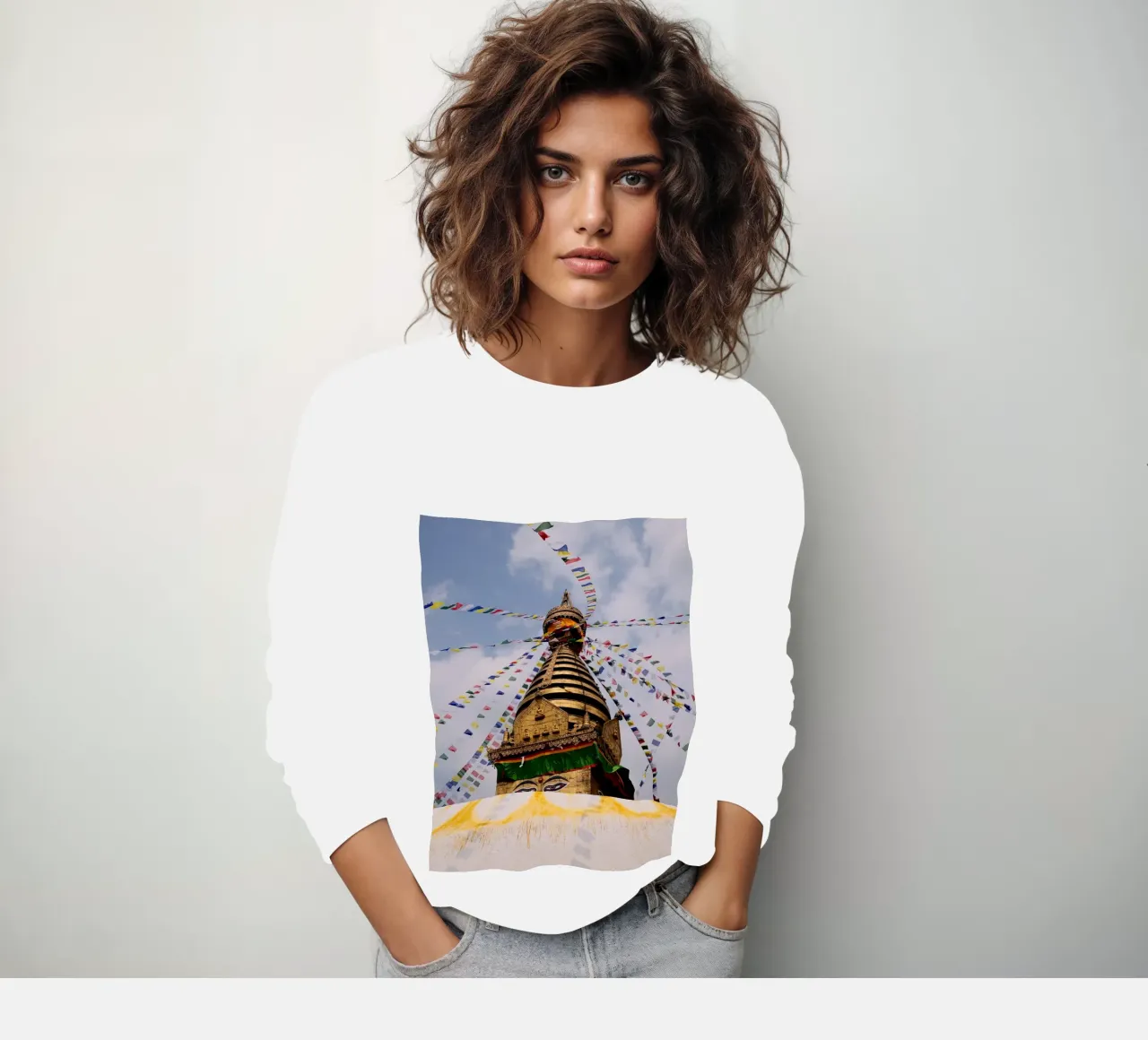 Eyes of Enlightenment Stupa sweatshirt van FujiPrints
