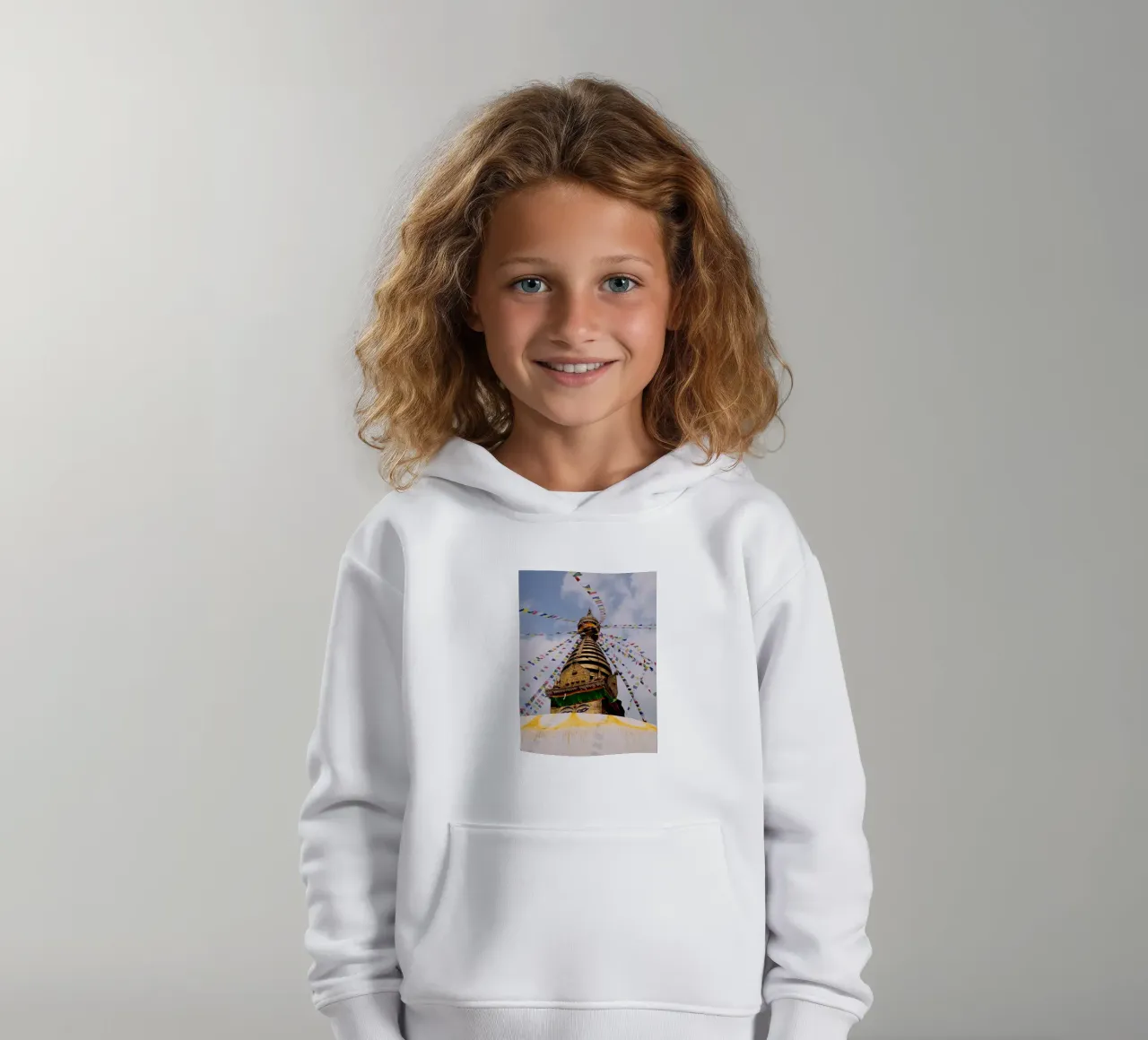 Eyes of Enlightenment Stupa felpa bambino con cappuccio da FujiPrints