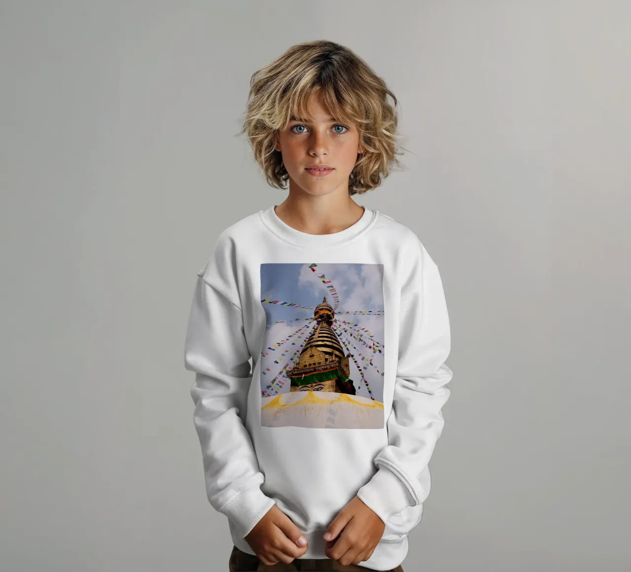 Eyes of Enlightenment Stupa felpa bambino da FujiPrints