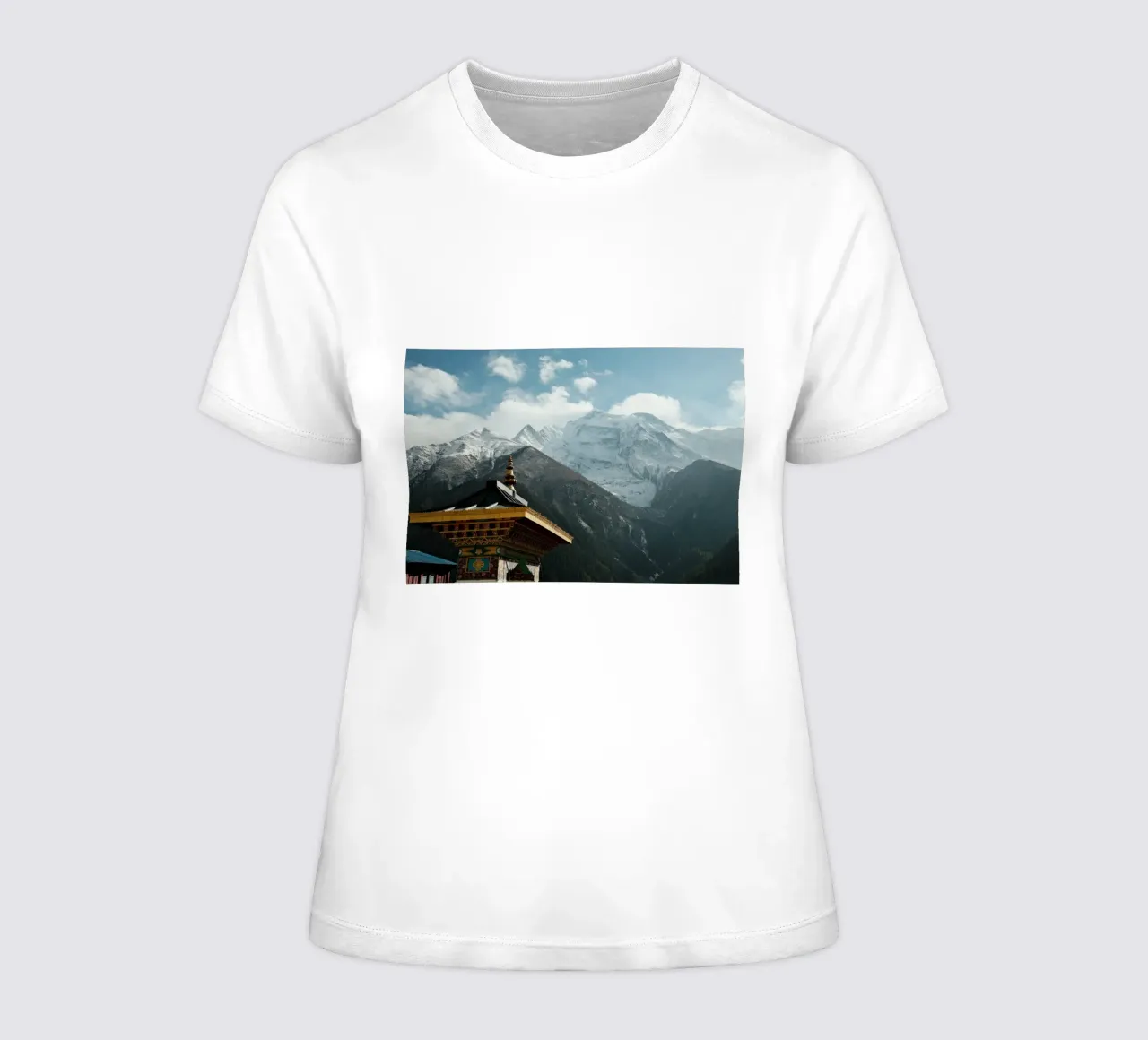 Annapurna Sanctuary in the Sky women's fitted t-shirt by FujiPrints