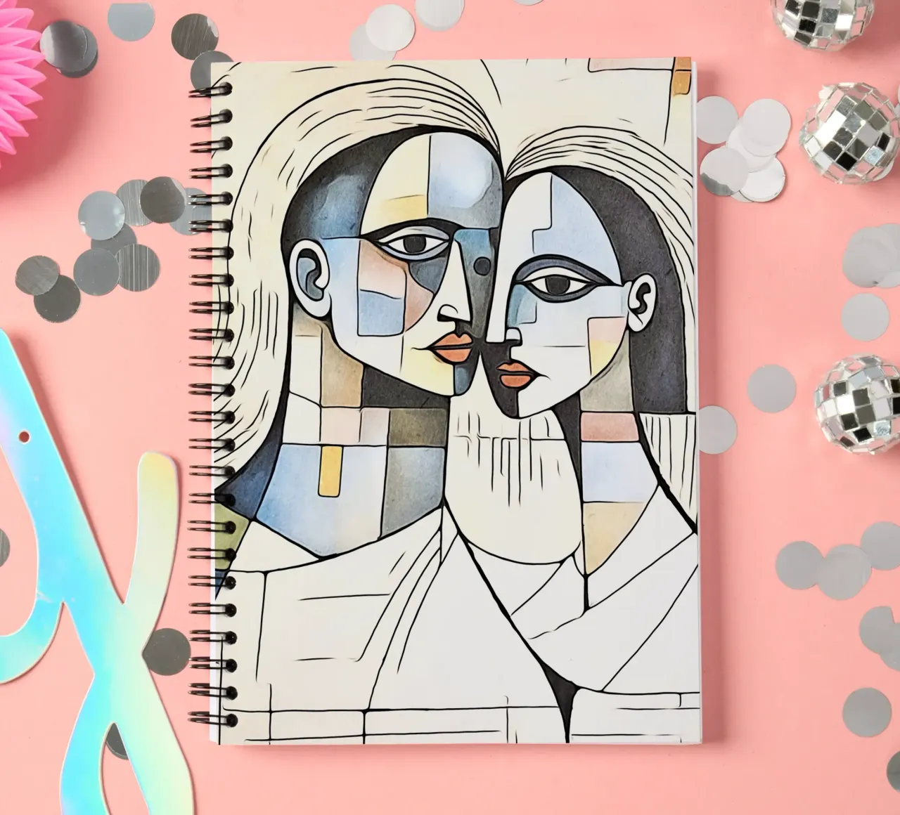 abstract pairs, motif 3 spiral notebook by ZAMART