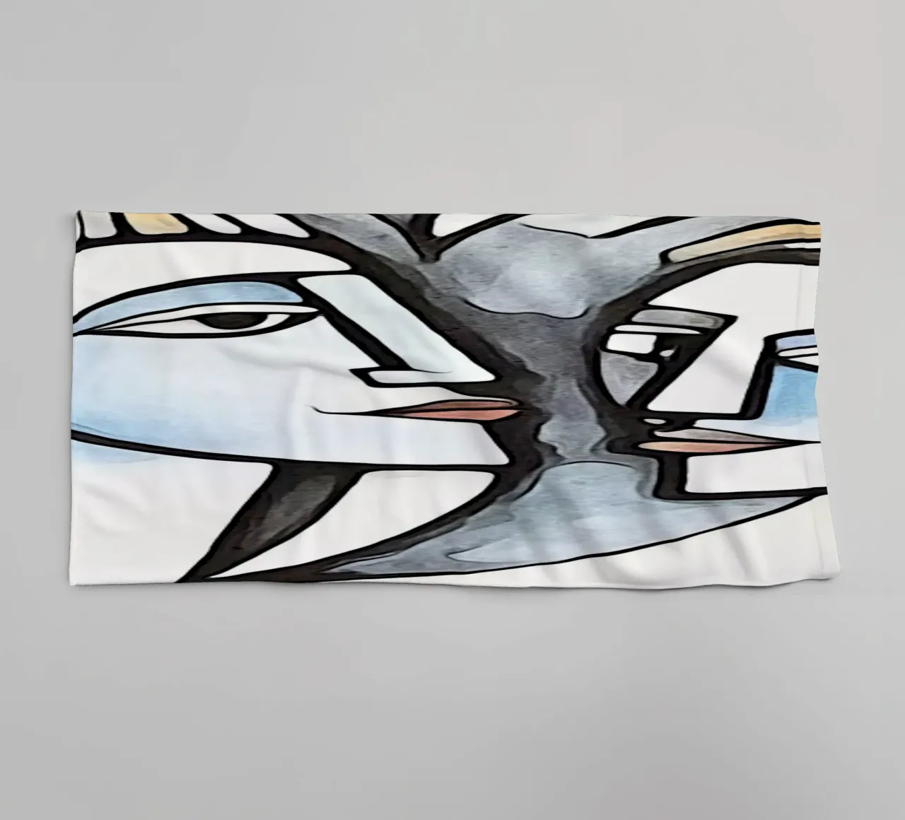 abstracte paren, motief 4 badhanddoek van ZAMART