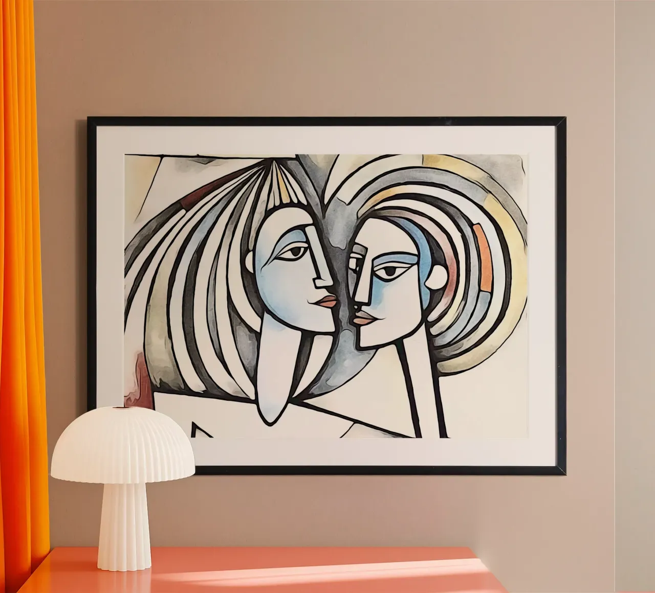 abstract pairs, motif 4 poster with aluminum frame by ZAMART