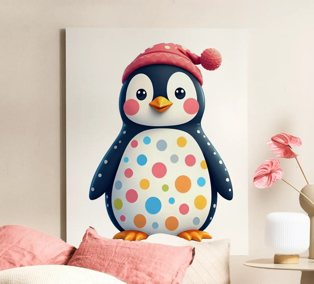 Pinguino_2a tela con Cornice a cassetta da Tierisch bunt by LK
