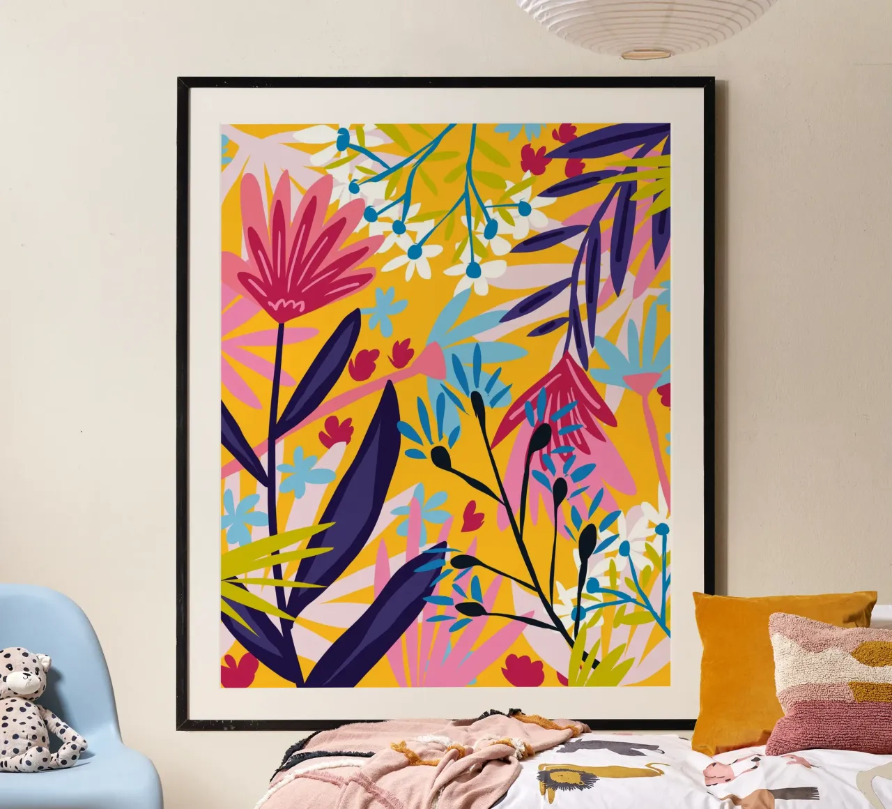 Il giardino della mia mente, piante gialle botaniche floreali di primavera poster con telaio in legno da 83oranges