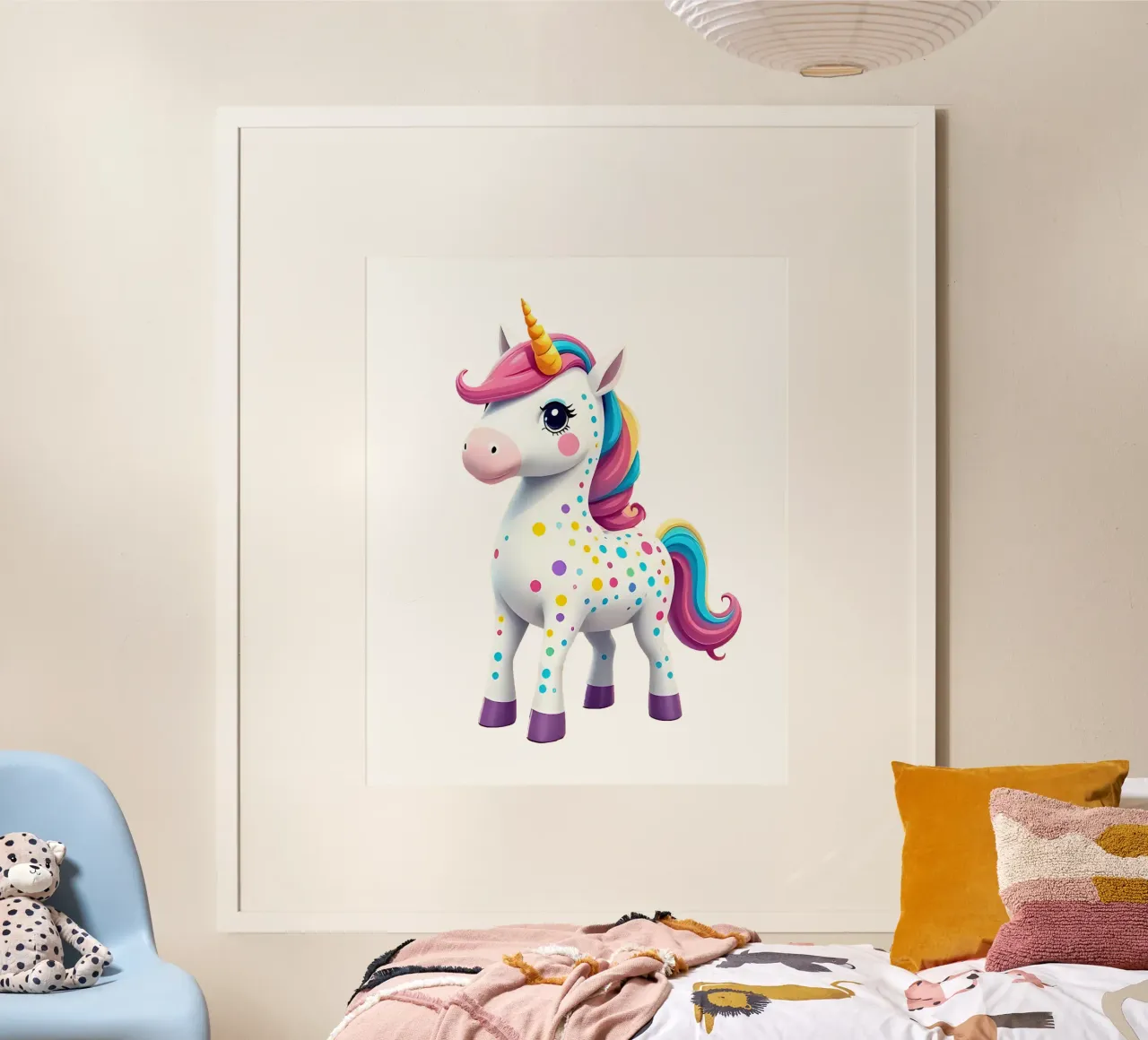 Unicorno_2a poster con telaio in plastica da Tierisch bunt by LK