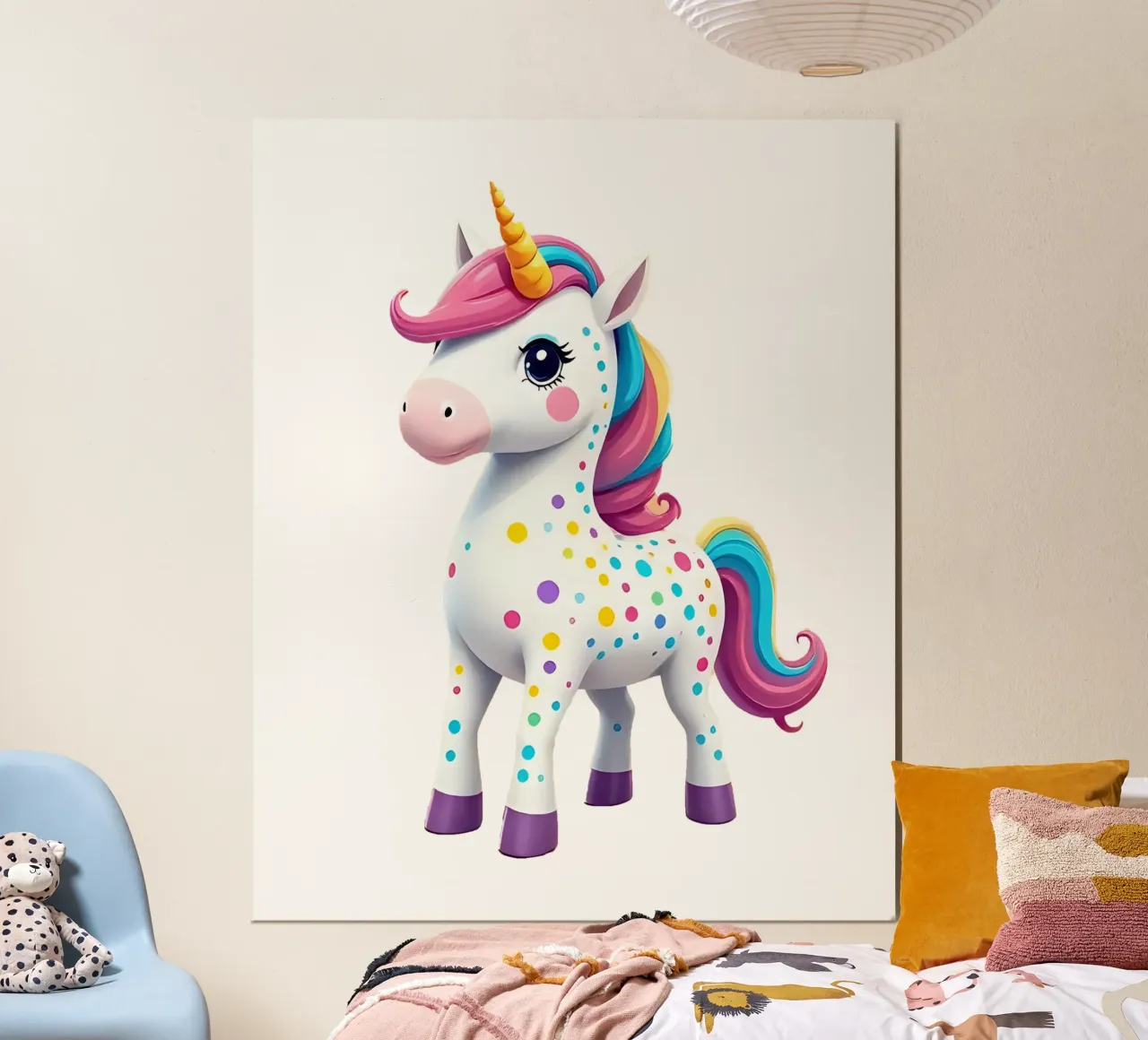 Unicorno_2a poster con telaio in plastica da Tierisch bunt by LK