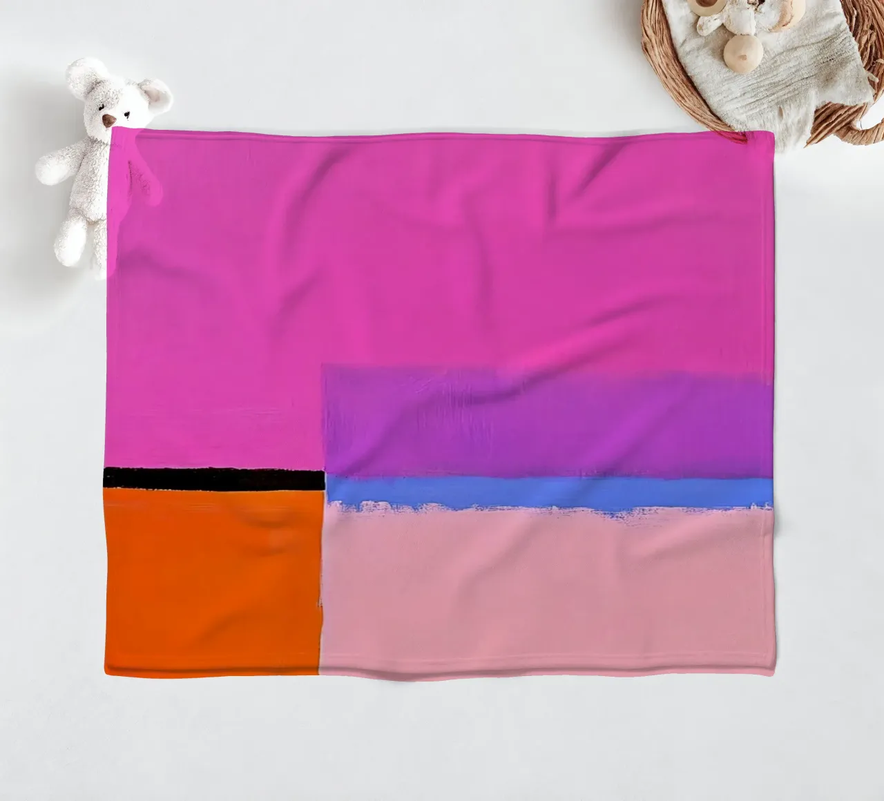Minimal Retro Rosa Arancione Beige coperta in pile da Euphoria Theresa