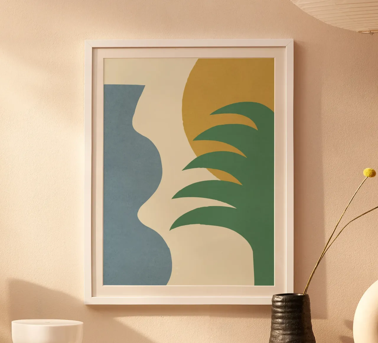 Mediterraan Abstract - Groen Goud Blauw poster van MoonlightPrint