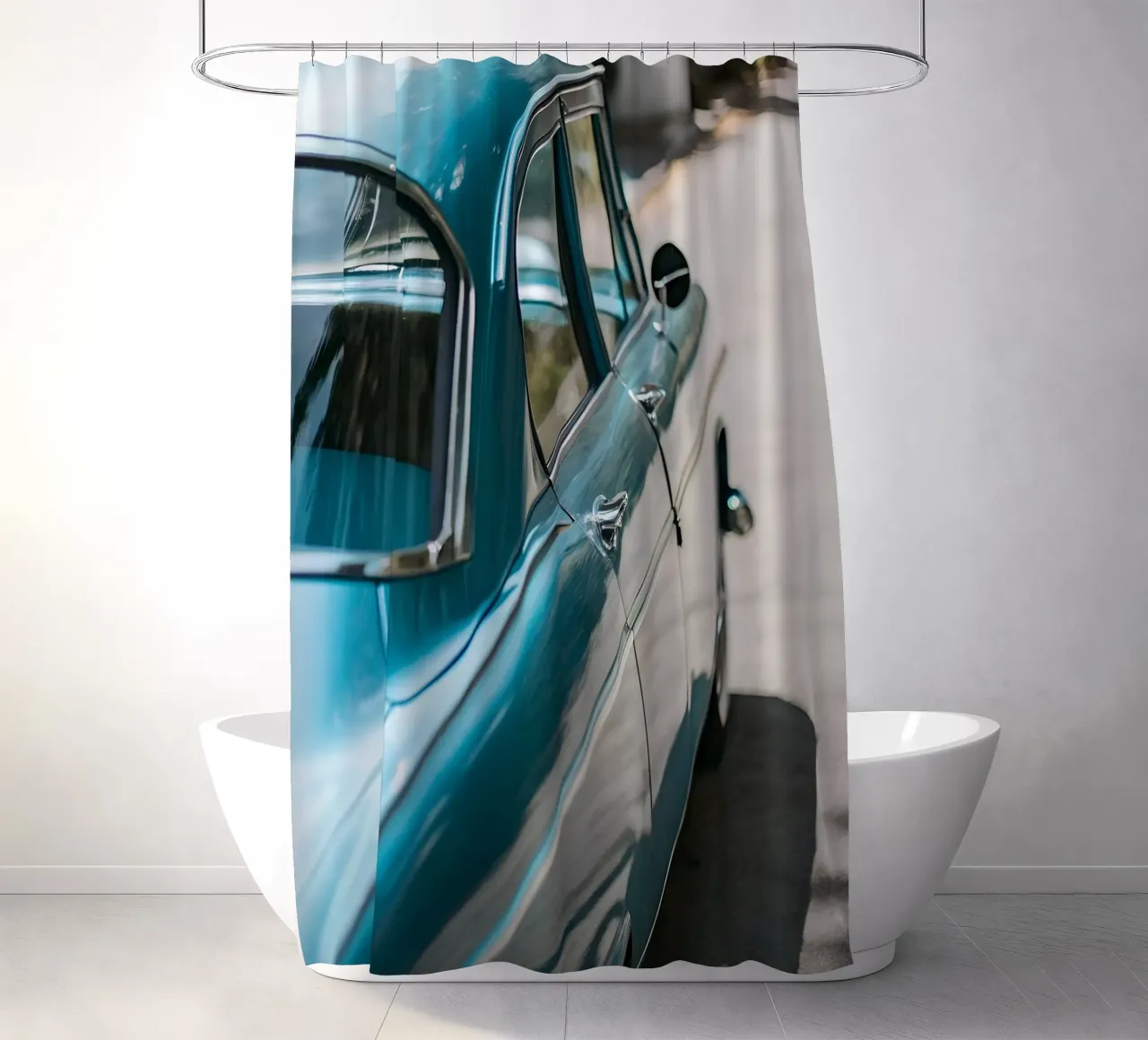 Blauer Oldtimer Duschvorhang von CAR EDITION