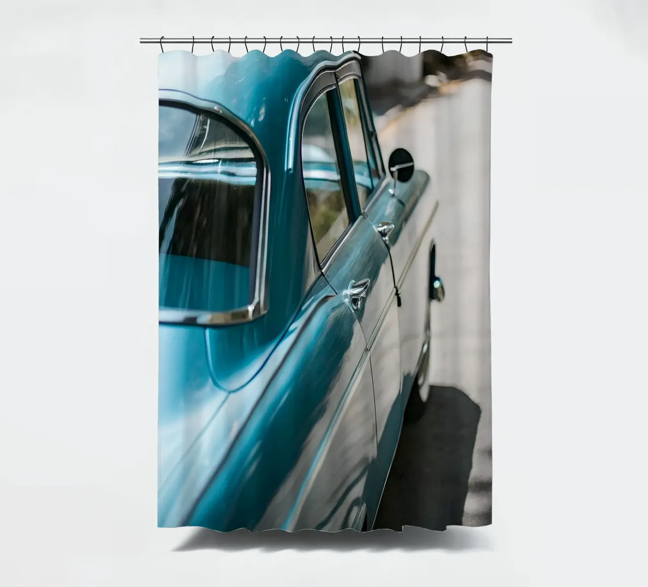 Blauer Oldtimer Duschvorhang von CAR EDITION