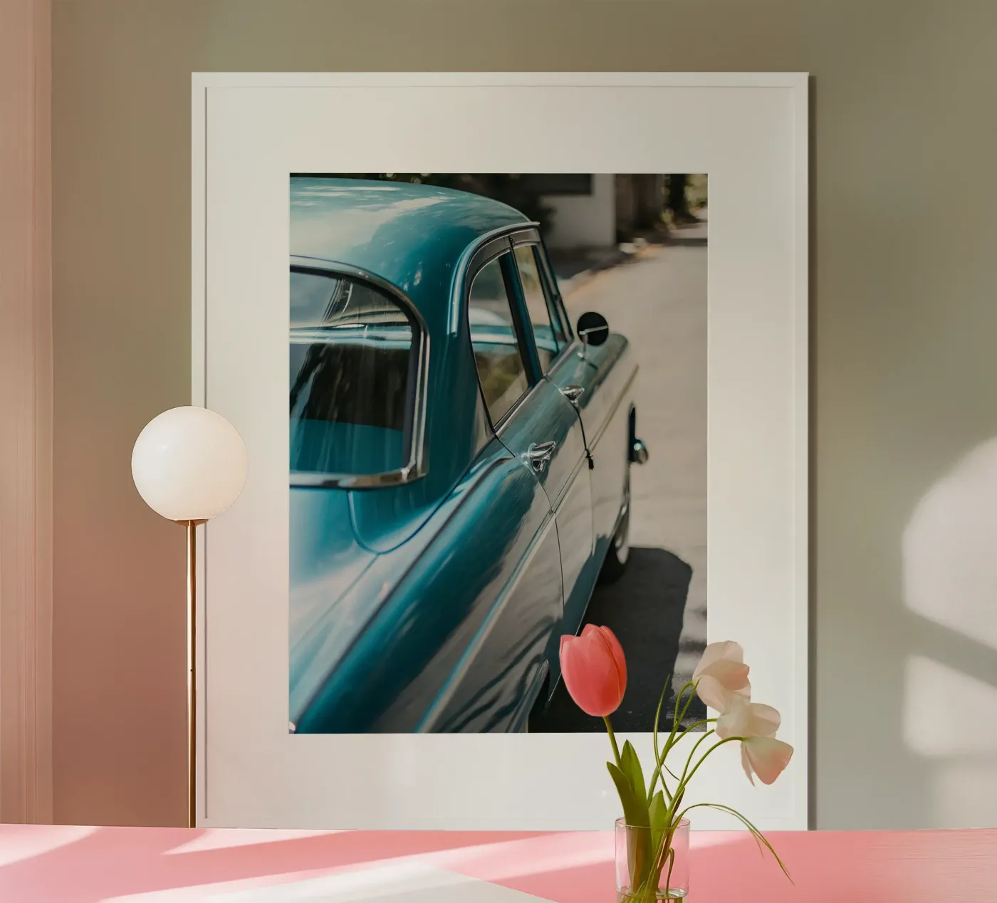 Blue Classic Car Poster von CAR EDITION