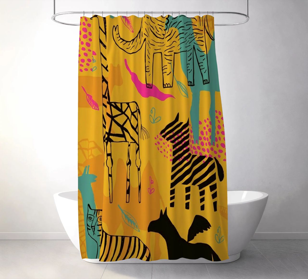 Sunshine Safari shower curtain by Little Flourishes
