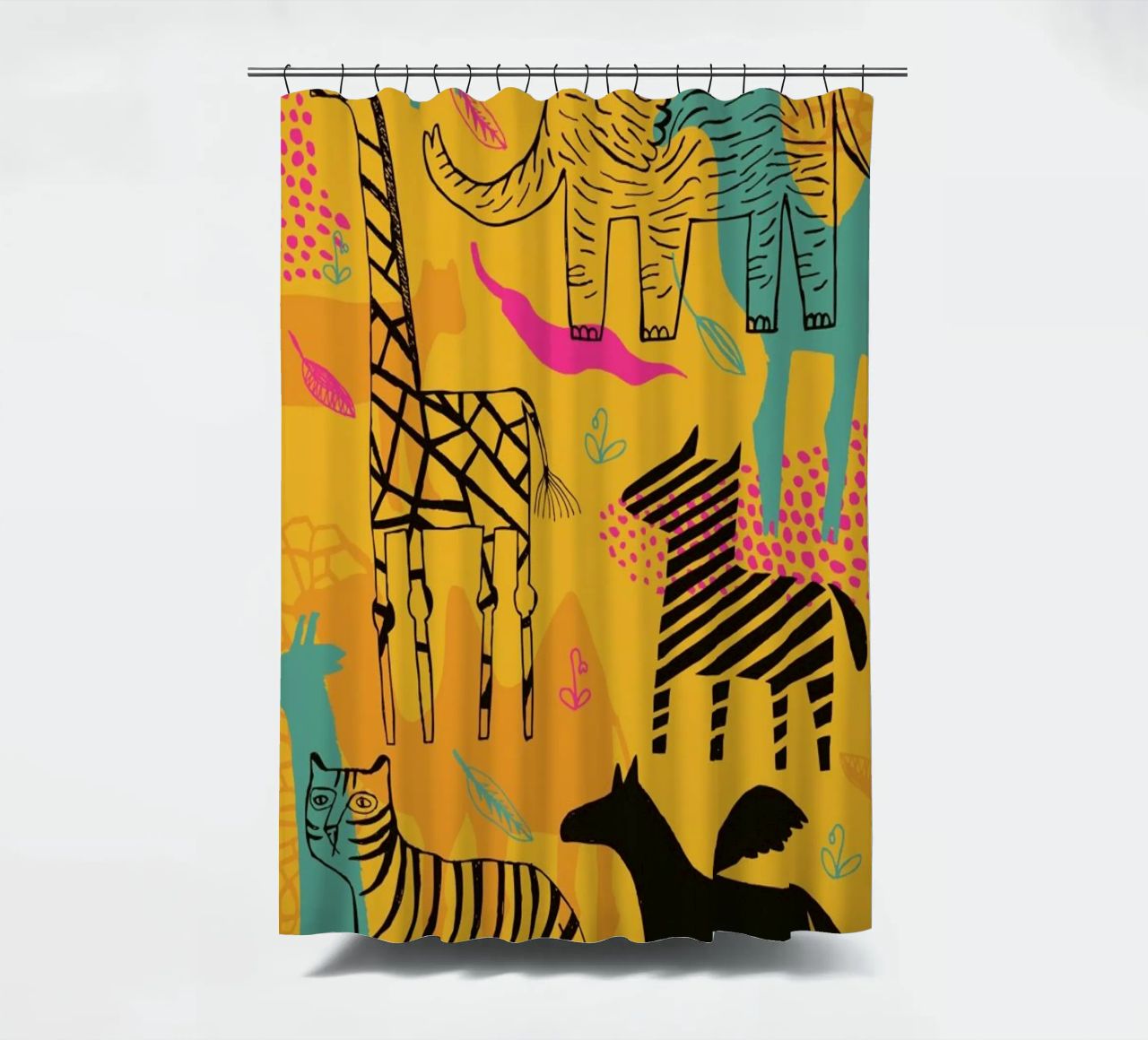 Sunshine Safari shower curtain by Little Flourishes