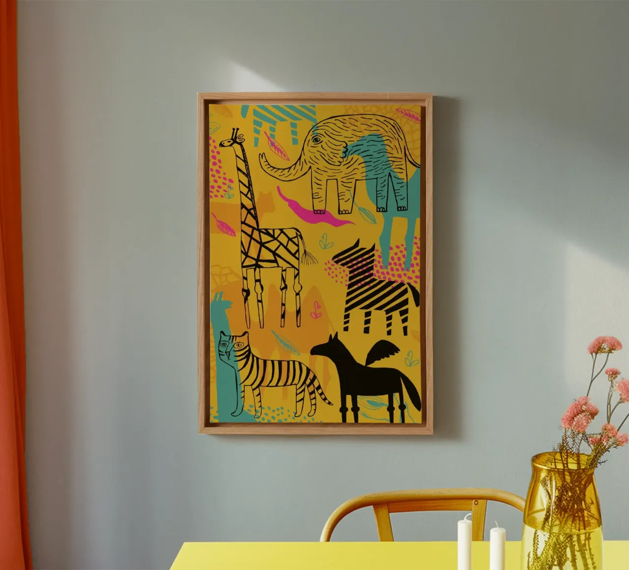 Sunshine Safari tela con Cornice a cassetta da Little Flourishes