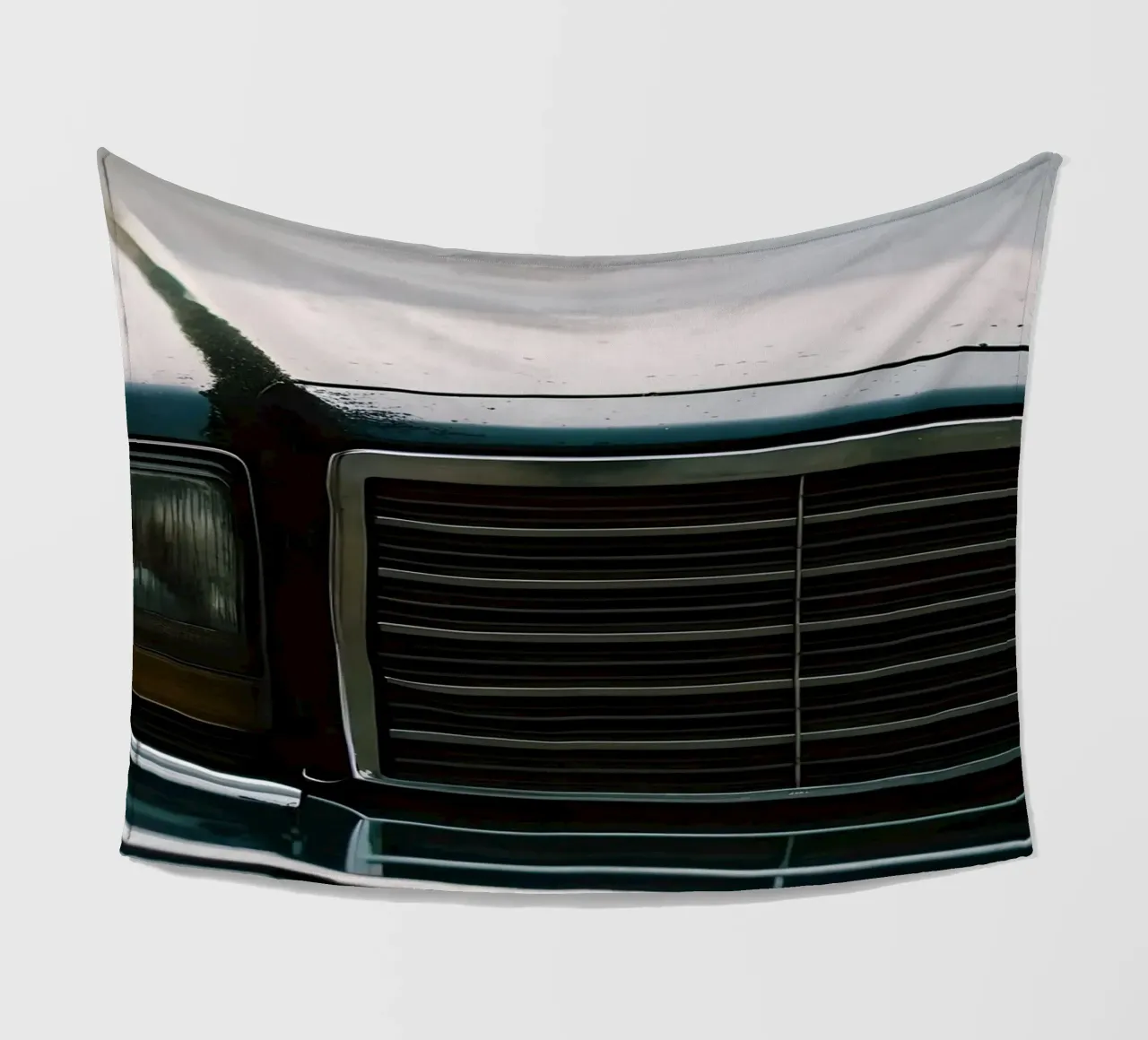 Schwarze Oldtimer-Front Fleecedecke von CAR EDITION