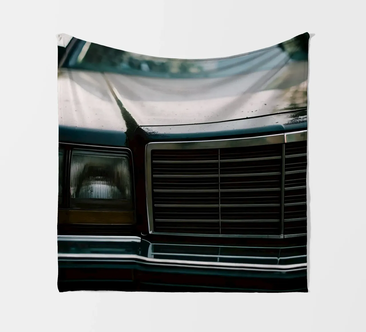 Schwarze Oldtimer-Front Fleecedecke von CAR EDITION