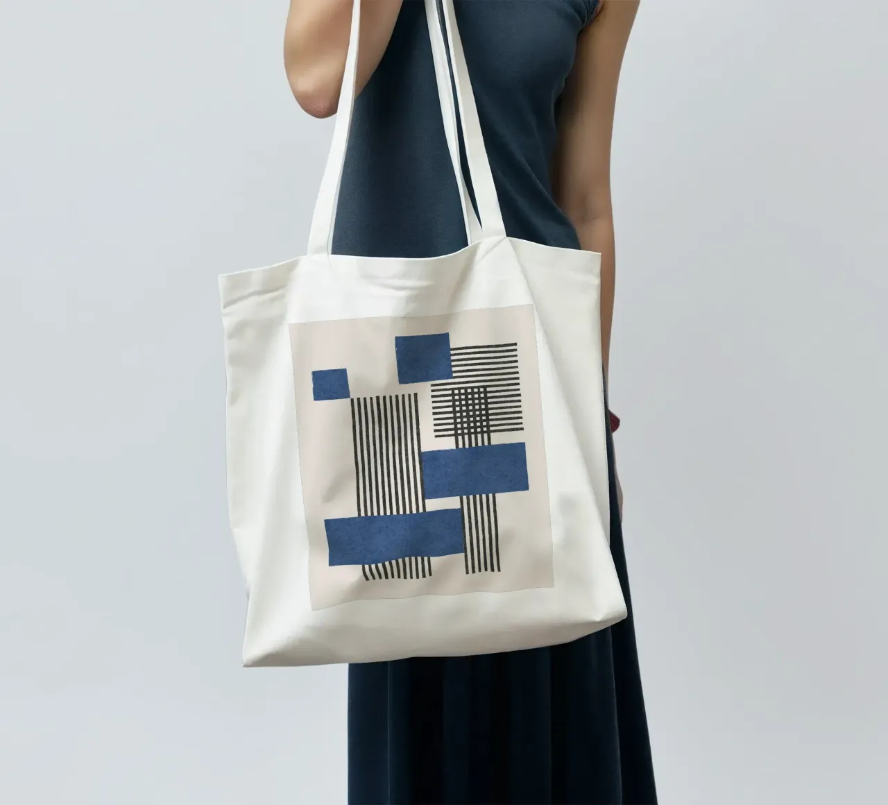 Composizione a righe e quadrati - Astratto borsa in juta da MoonlightPrint