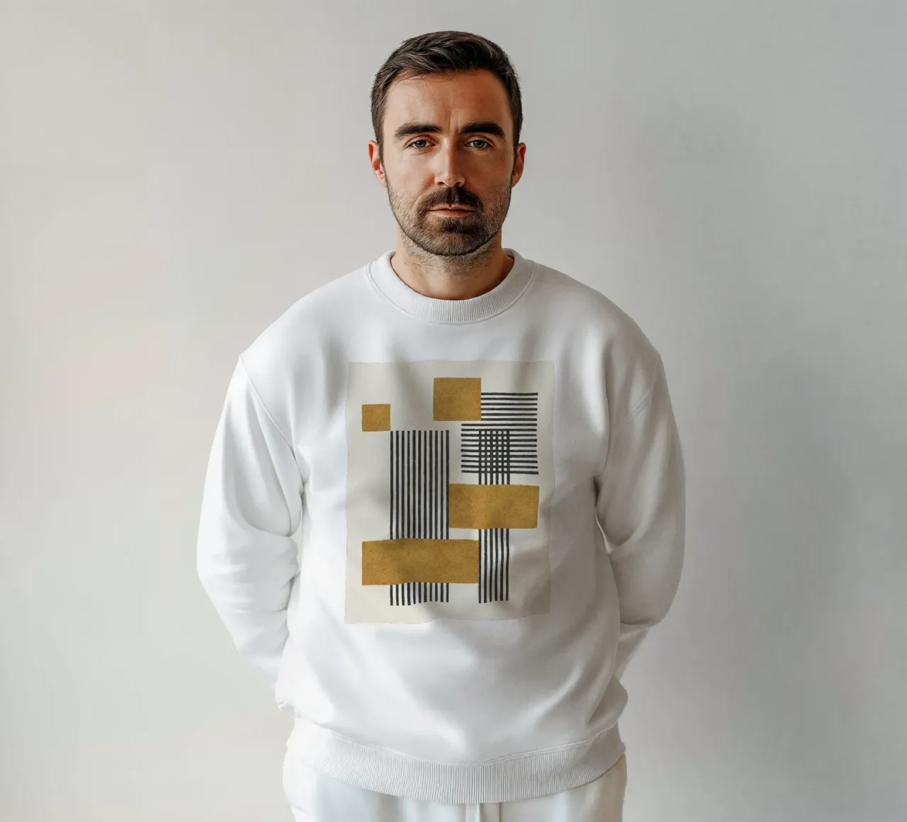 Composizione a righe e quadrati - Oro astratto felpa da MoonlightPrint