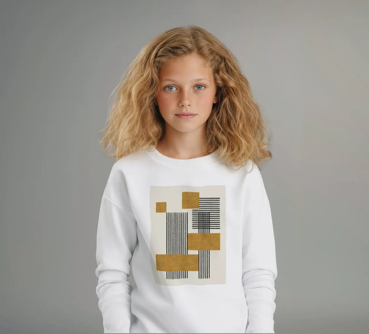 Composizione a righe e quadrati - Oro astratto felpa bambino da MoonlightPrint