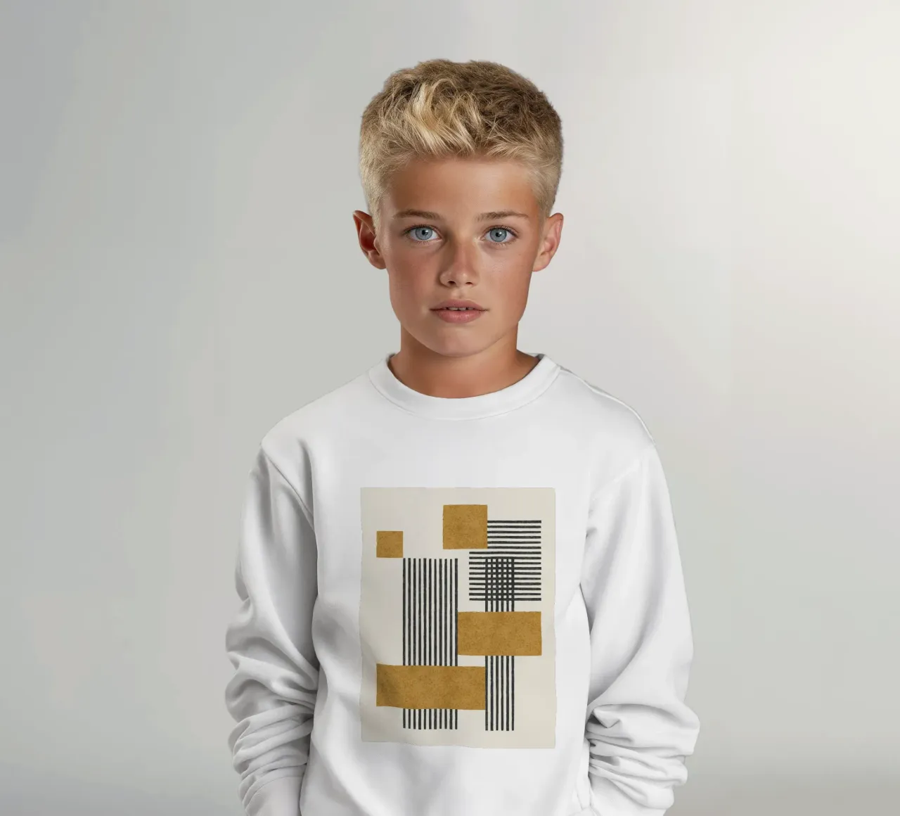 Composizione a righe e quadrati - Oro astratto felpa bambino da MoonlightPrint
