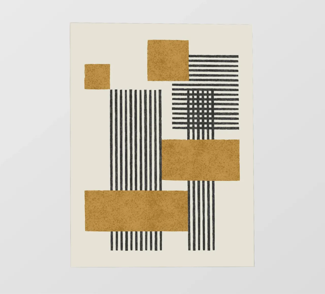 Composizione a righe e quadrati - Oro astratto telo in pvc da MoonlightPrint