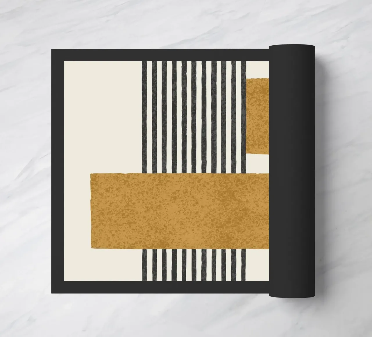 Composizione a righe e quadrati - Oro astratto zerbino da MoonlightPrint