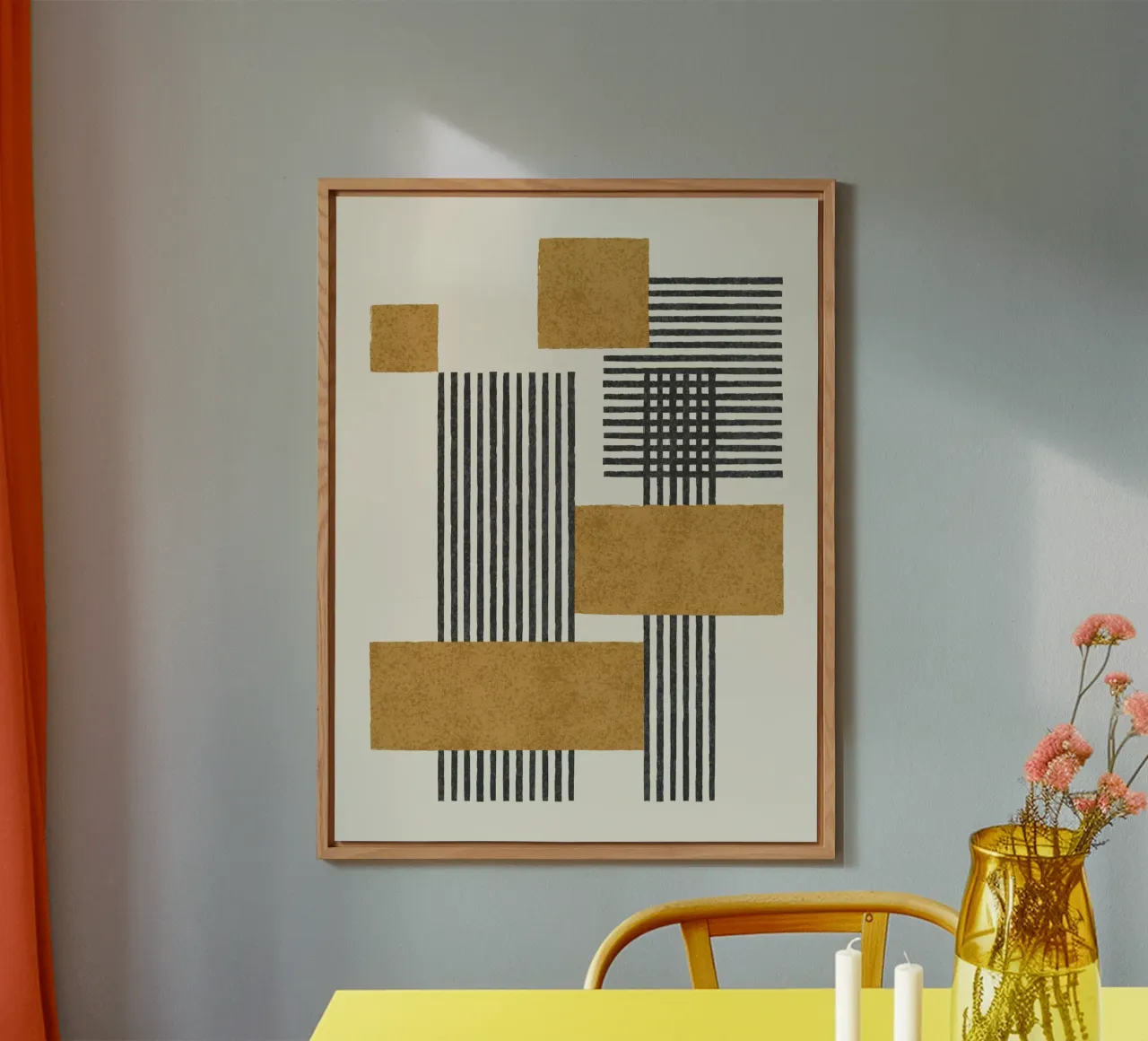 Stripes and Square Composition - Abstract Gold forex plate by MoonlightPrint