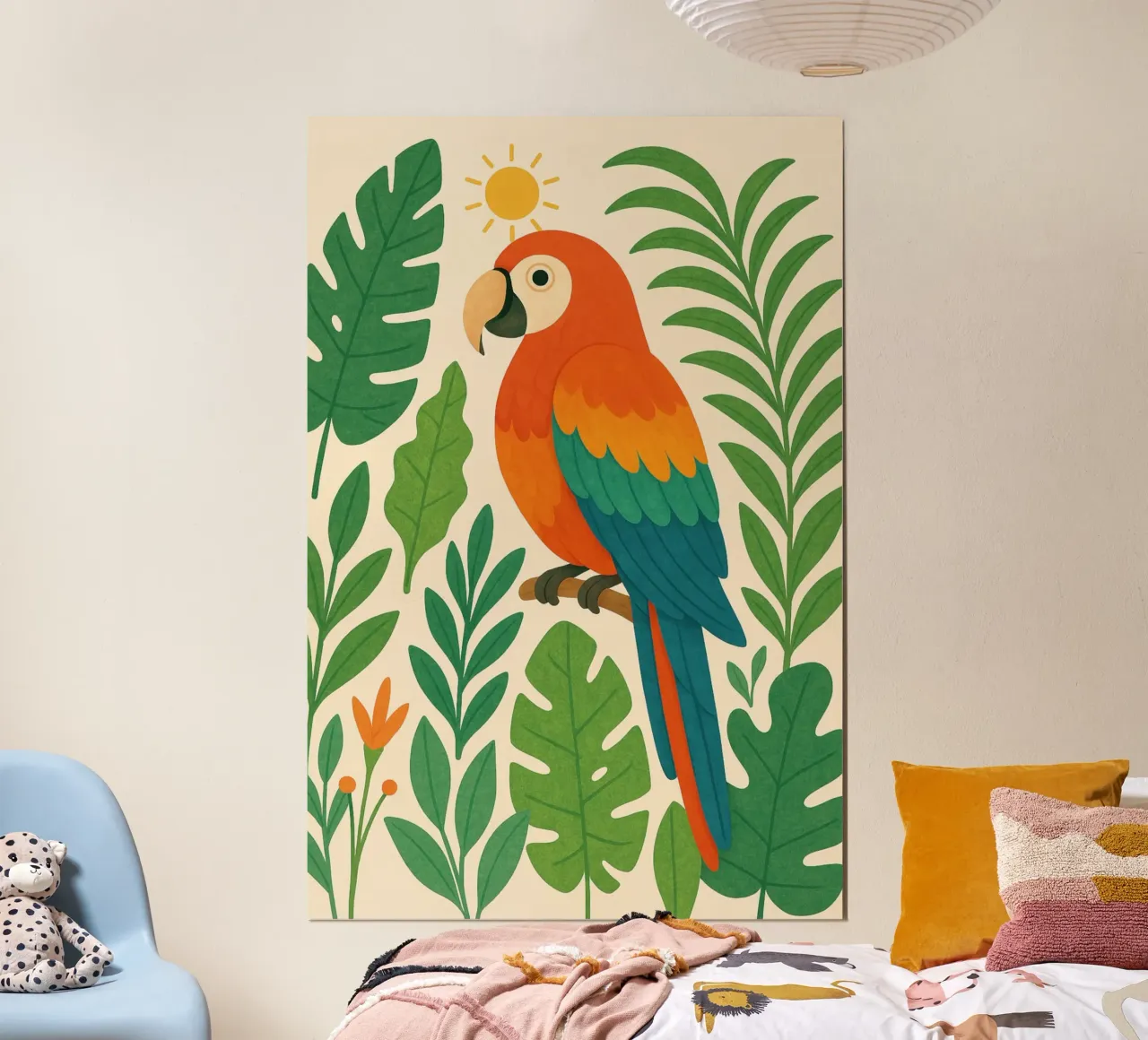 Pappagallo nella giungla poster con telaio in alluminio da Studio M