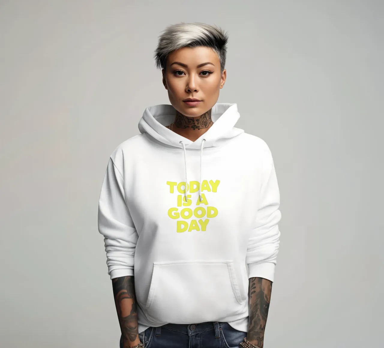 Today is a Good Day Cheerful Uplifting Joyful Typografie sudadera con capucha de THE MOTIVATED TYPE