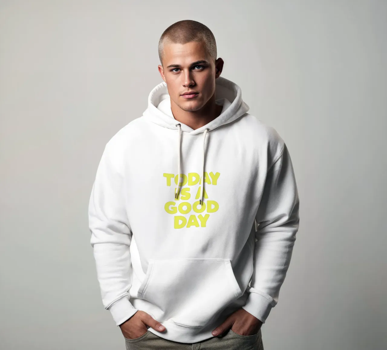 Today is a Good Day Cheerful Uplifting Joyful Typografie sudadera con capucha de THE MOTIVATED TYPE