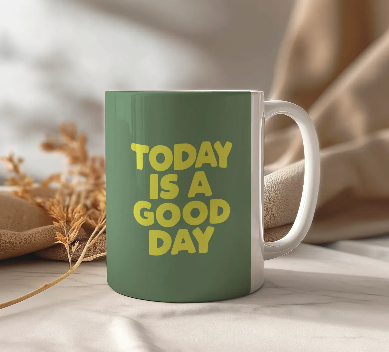Today is a Good Day Vrolijk Opbeurend Vreugdevol Typografie keramische mok van THE MOTIVATED TYPE