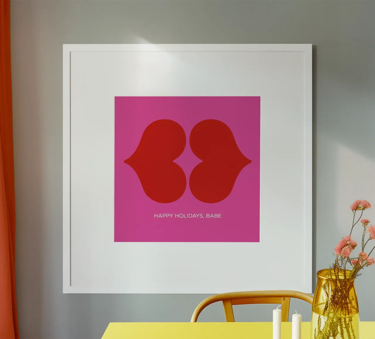 Happy Holidays, Babe poster con telaio in legno da Bo Lundberg