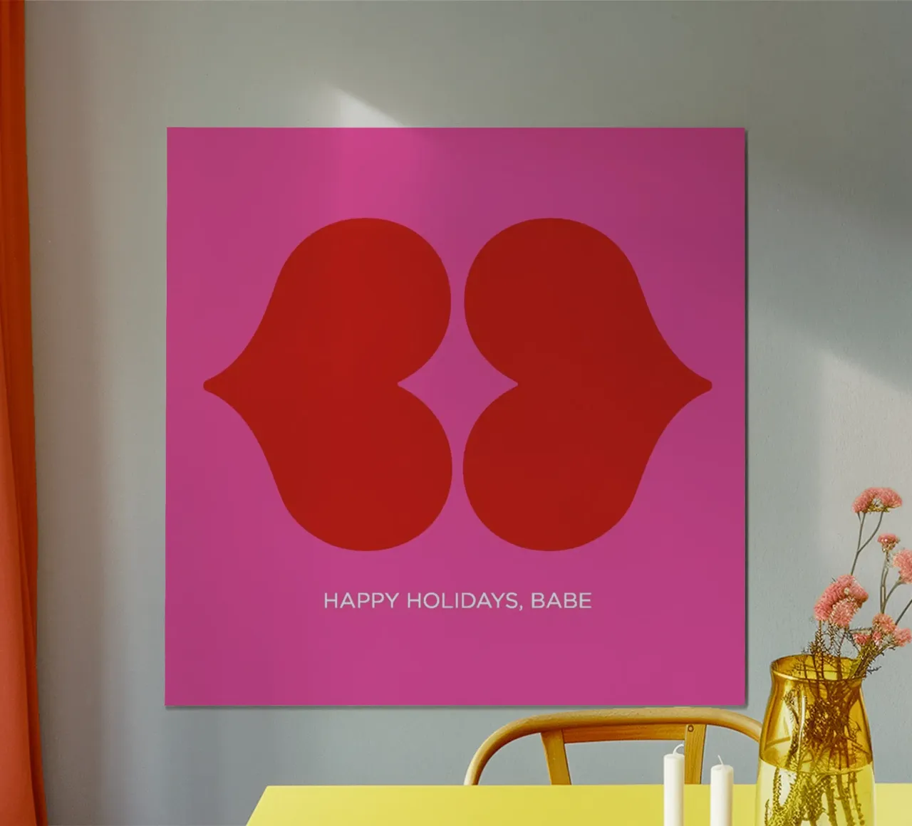 Happy Holidays, Babe poster con telaio in legno da Bo Lundberg