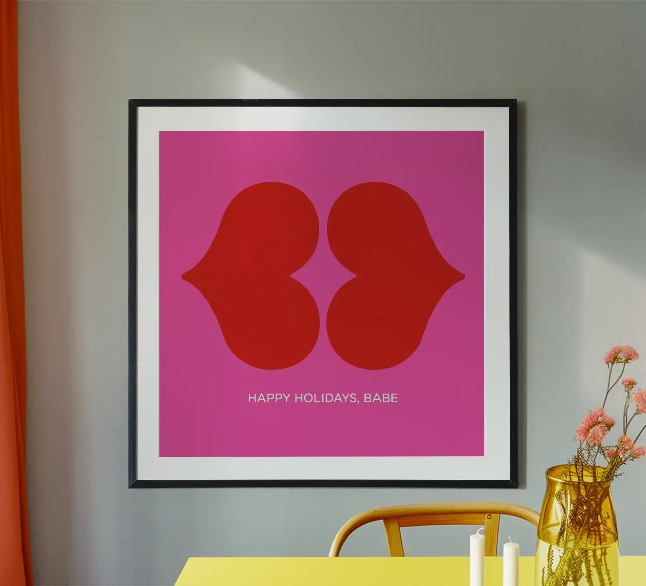 Happy Holidays, Babe poster con telaio in legno da Bo Lundberg