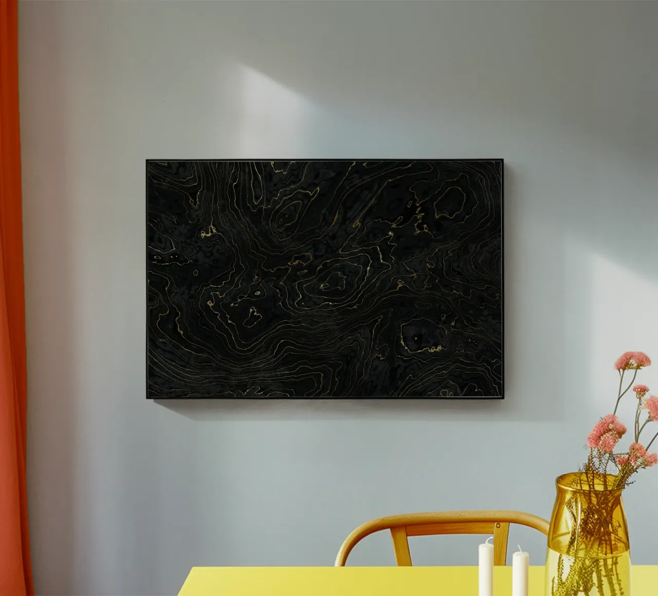 Portoro Schwarz und Gold Marmorstruktur I Acryl-Glas von amini54