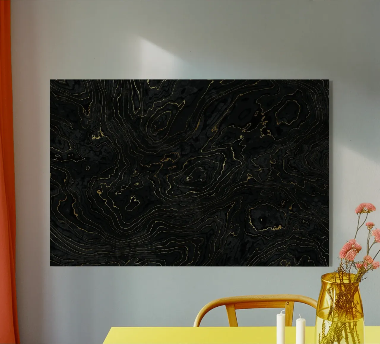 Portoro Schwarz und Gold Marmorstruktur I Acryl-Glas von amini54