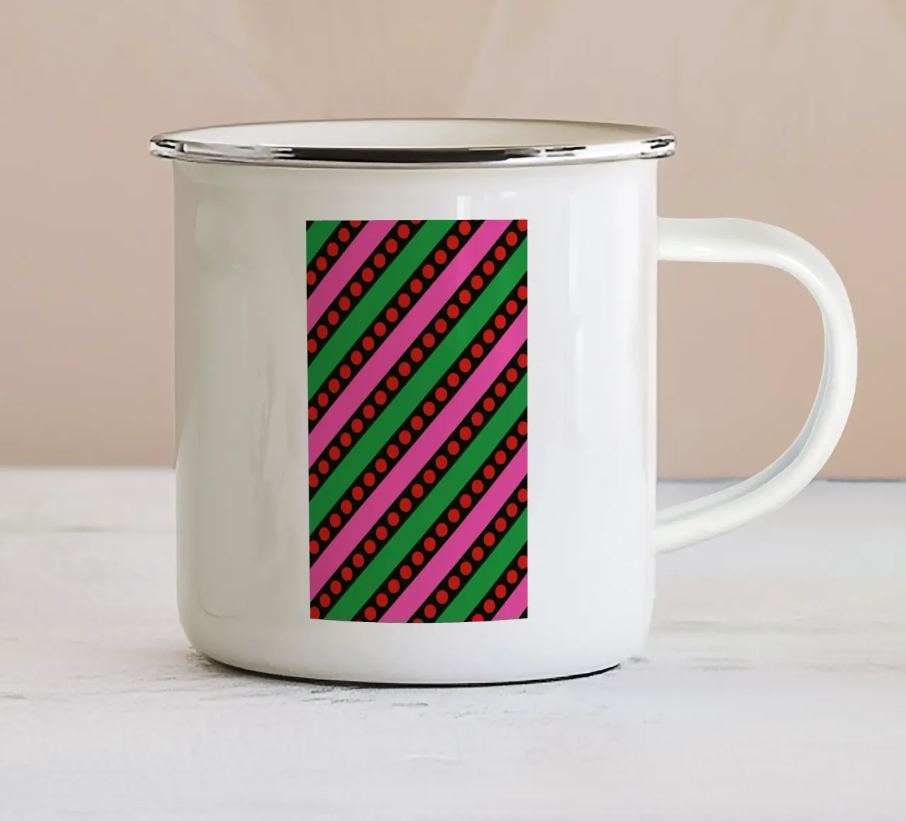 Stripes And Bubbles tazza in smalto da Bo Lundberg