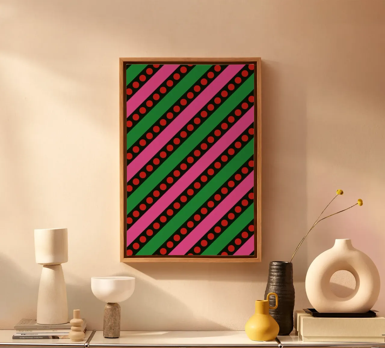 Stripes And Bubbles tela con Cornice a cassetta da Bo Lundberg
