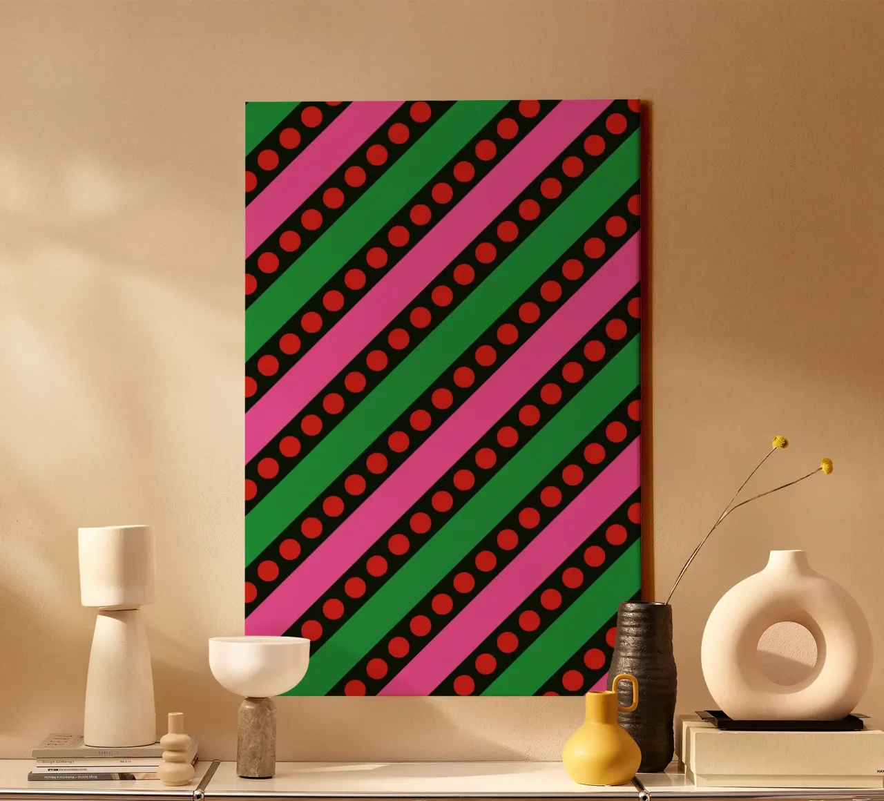 Stripes And Bubbles tela con Cornice a cassetta da Bo Lundberg