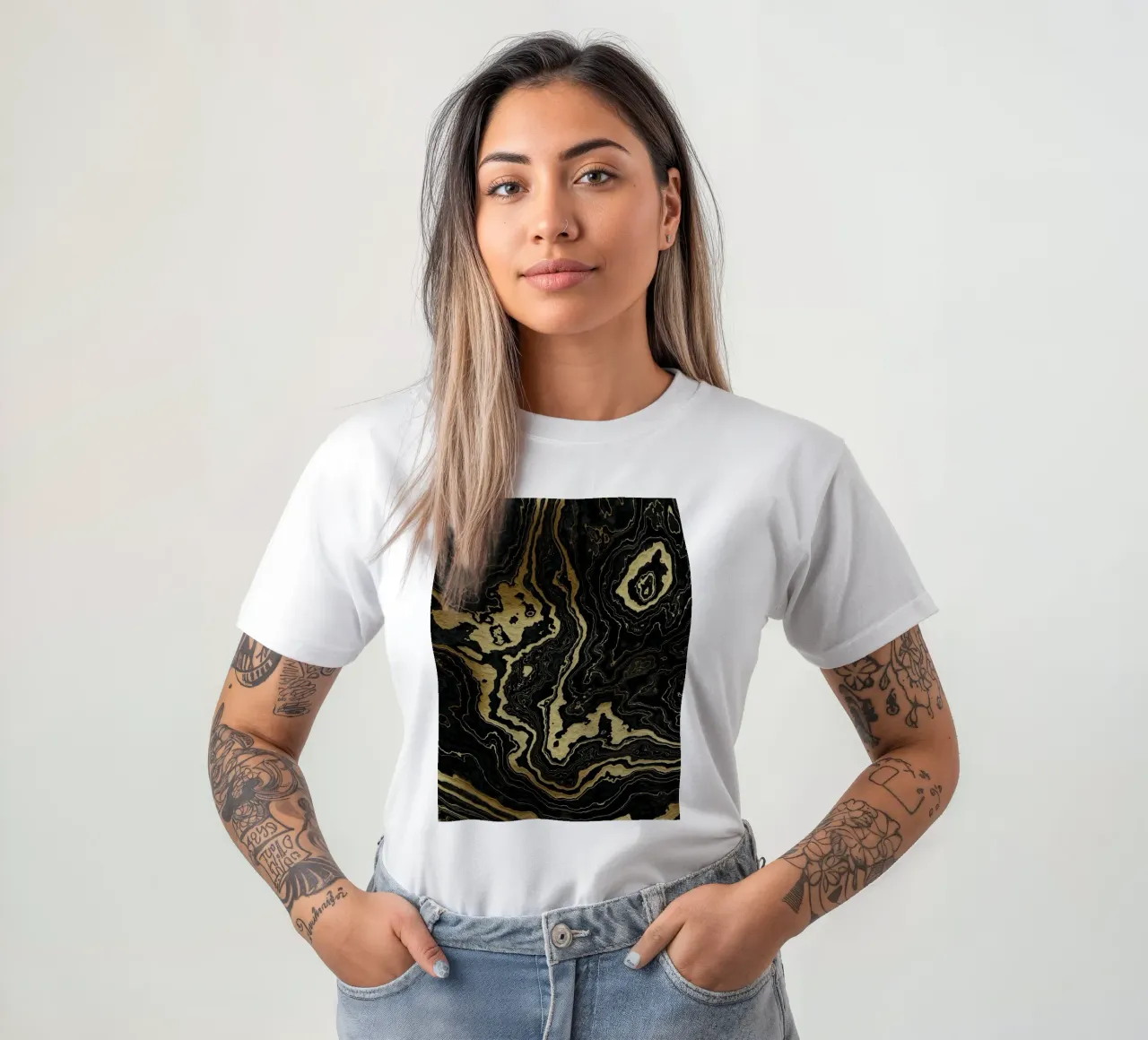 Portoro Texture marmo nero e oro II t-shirt da amini54