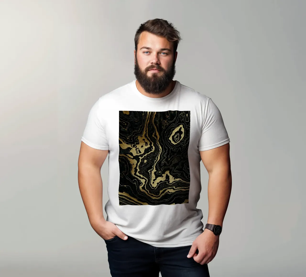 Portoro Texture marmo nero e oro II t-shirt da amini54