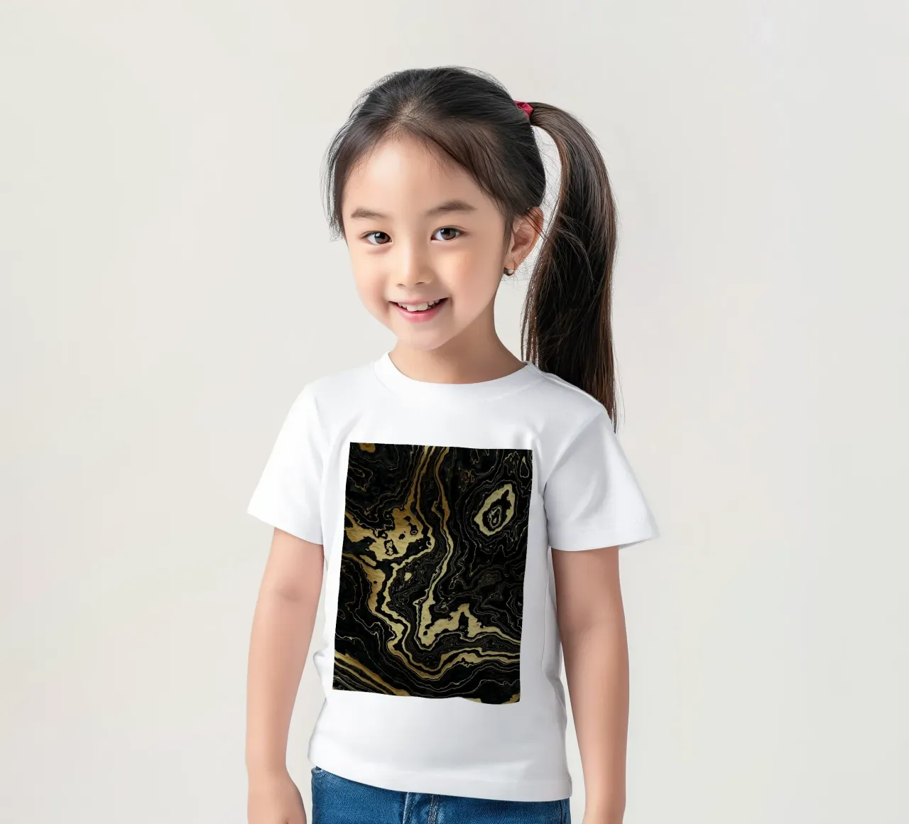 Portoro zwart en goud marmerstructuur II kinder t-shirt van amini54