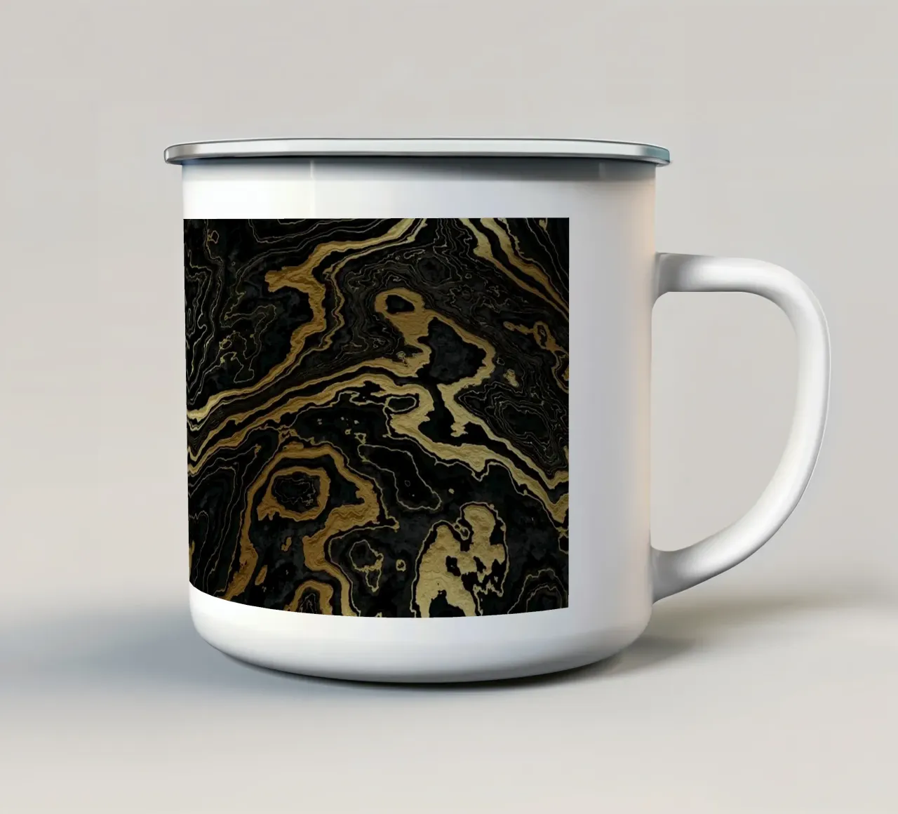 Portoro Texture marmo nero e oro II tazza in smalto da amini54