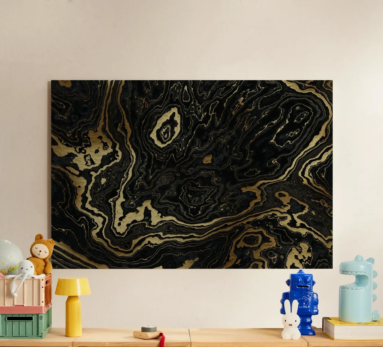Portoro Texture marmo nero e oro II plexiglass da amini54